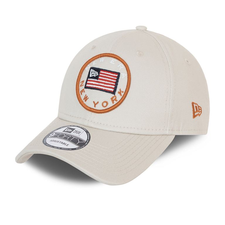 Gorras New Era 9forty Creme - New Era USA Flag Patch Stone 41972UJDI